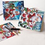 8 pcs Diamond Art Painted Greeting Card, Santa Gift Puppy 5D DIY Special Shape Diamond Card Creative Gift, Christmas Thanksgiving Greeting Card Congratulation