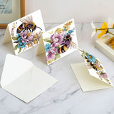6pcs Diamond Painting Kit Greeting Card, Bee Flower 5D DIY Diamond Handmade Holiday Greeting Card with Envelope, Christmas Gift Congratulation