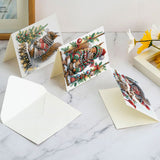 6 pcs Diamond Art Painted Greeting Card, Cup Cat 5D DIY Special Shape Diamond Card Creative Gift, Christmas Thanksgiving Greeting Card Congratulation