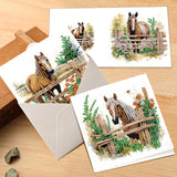 6pcs Diamond Painting Kit Greeting Card, Horse 5D DIY Diamond Handmade Holiday Greeting Card with Envelope, Christmas Gift Congratulation