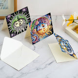 6 pcs Diamond Art Painted Greeting Card, Pretty Flowers 5D DIY Special Shape Diamond Card Creative Gifts, Christmas Thanksgiving Greeting Card Congratulation