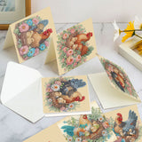 6pcs Diamond Art Painting Kit Greeting Card, Hens Laying Eggs 5D DIY Special Shape Diamond Greeting Card Creative Gifts, Christmas Thanksgiving Greeting Card Congratulation