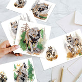 6pcs Diamond Painting Kit Greeting Card, Wolfdog 5D DIY Diamond Handmade Holiday Greeting Card with Envelope, Christmas Gift Congratulation