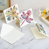 6pcs Diamond Art Painting Set Greeting Card, Dragonfly 5D DIY Special Shape Diamond Greeting Card Creative Gifts, Christmas Thanksgiving Greeting Card Congratulation