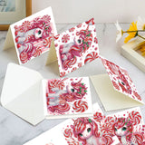6pcs Diamond Art Painting Kit Greeting Card, Pink Lollipop Horse 5D DIY Special Shape Diamond Greeting Card Creative Gifts, Christmas Thanksgiving Greeting Card Congratulation