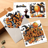 6pcs Diamond Painting Kit Greeting Card, Halloween Pumpkin 5D DIY Diamond Handmade Holiday Greeting Card with Envelope, Christmas Gift Congratulation