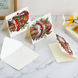 6 pcs Diamond Art Painting Kit Greeting Card, Winter Christmas Tree Bear Fine Glitter Greeting Card 5D DIY Special Shape Diamond Card Creative Gift, Holiday Gift Congratulation