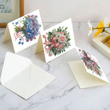 6pcs Diamond Painting Kit Greeting Card, Beautiful Flower Bouquet 5D DIY Diamond Handmade Holiday Greeting Card with Envelope, Christmas Gift Congratulation