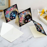 6 pcs Diamond Art Painted Greeting Card, Moon Moon 5D DIY Special Shape Diamond Card Creative Gift, Christmas Thanksgiving Greeting Card Congratulation
