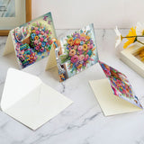 6 Pieces Diamond Art Painted Greeting Cards, Trendy Music Elderly 5D DIY Special Shape Diamond Card Creative Gifts, Christmas Thanksgiving Greeting Cards Congratulation