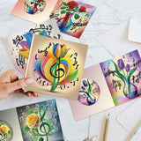 6pcs Diamond Painting Kit Greeting Card, Note Flower 5D DIY Diamond Handmade Holiday Greeting Card with Envelope, Christmas Gift Congratulation