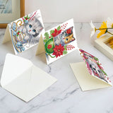 6pcs Diamond Art Painting Kit Greeting Card, Coffee Mug Cat 5D DIY Special Shape Diamond Greeting Card Creative Gift, Christmas Thanksgiving Greeting Card Congratulation