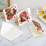 6 pcs Diamond Art Painted Greeting Card, Candle Fawn 5D DIY Special Shape Diamond Card Creative Gift, Christmas Thanksgiving Greeting Card Congratulation