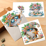 6pcs Diamond Painting Kit Greeting Card, Gnome 5D DIY Diamond Handmade Holiday Greeting Card with Envelope, Christmas Gift Congratulation