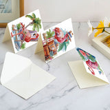 6pcs Diamond Painting Kit Greeting Card, Red Swan 5D DIY Diamond Handmade Holiday Greeting Card with Envelope, Christmas Gift Congratulation