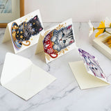 6 pcs Diamond Art Painted Greeting Card, Flower Dinosaur Goat Zebra Fawn 5D DIY Special Shape Diamond Card Creative Gift, Christmas Thanksgiving Greeting Card Congratulation