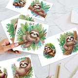 6pcs Diamond Painting Kit Greeting Card, Sloth 5D DIY Diamond Handmade Holiday Greeting Card with Envelope, Christmas Gift Congratulation