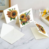 6pcs Diamond Painting Kit Greeting Card, Sunflower 5D DIY Diamond Handmade Holiday Greeting Card with Envelope, Christmas Gift Congratulation