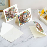 6pcs Diamond Art Painting Set Greeting Card, Basket Bunny 5D DIY Special Shape Diamond Greeting Card Creative Gifts, Christmas Thanksgiving Greeting Card Congratulation