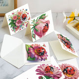 6pcs Diamond Art Painting Kit Greeting Card, Bugs in Flowers 5D DIY Special Shape Diamond Greeting Card Creative Gifts, Christmas Thanksgiving Greeting Card Congratulation