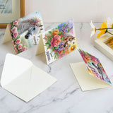6pcs Diamond Art Painting Kit Greeting Card, Flower Horse 5D DIY Special Shape Diamond Greeting Card Creative Gift, Christmas Thanksgiving Greeting Card Congratulation