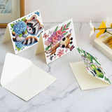 6 pcs Diamond Art Painted Greeting Card, Flower Meadow 5D DIY Special Shape Diamond Card Creative Gift, Christmas Thanksgiving Greeting Card Congratulation