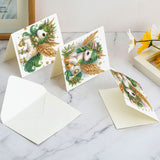 6pcs Diamond Art Painting Set Greeting Card, Green Winged Horse 5D DIY Special Shape Diamond Greeting Card Creative Gifts, Christmas Thanksgiving Greeting Card Congratulation