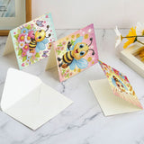 6pcs Diamond Art Painting Kit Greeting Card, Bee in the Sea of Flowers 5D DIY Special Shape Diamond Greeting Card Creative Gifts, Christmas Thanksgiving Greeting Card Congratulation