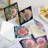 6pcs Diamond Art Painting Kit Greeting Card, Blooming Rose Bouquet 5D DIY Special Shape Diamond Greeting Card Creative Gifts, Christmas Thanksgiving Greeting Card Congratulation