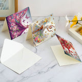 6 pcs Diamond Art Painting Greeting Card, Elegant Temperament Ladies 5D DIY Special Shape Diamond Card Creative Gift, Christmas Thanksgiving Greeting Card Congratulation