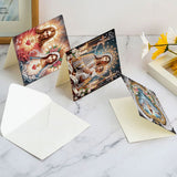 6 pcs Diamond Art Painted Greeting Card, Flower Love 5D DIY Special Shape Diamond Card Creative Gift, Christmas Thanksgiving Greeting Card Congratulation