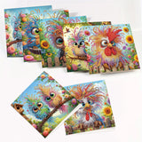 8 pcs Diamond Art Painted Greeting Card, Birdie 5D DIY Special Shape Diamond Card Creative Gifts, Christmas Thanksgiving Greeting Card Congratulation