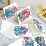 6pcs Diamond Painting Kit Greeting Card, Mermaid 5D DIY Diamond Handmade Holiday Greeting Card with Envelope, Christmas Gift Congratulation