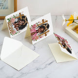 6 pcs Diamond Art Painted Greeting Card, Green Butterfly Genie 5D DIY Special Shape Diamond Card Creative Gift, Christmas Thanksgiving Greeting Card Congratulation