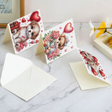 6 pcs Diamond Art Painting Greeting Card, Love Puppy 5D DIY Special Shape Diamond Card Creative Gifts, Christmas Thanksgiving Greeting Card Congratulation