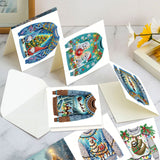 6pcs Diamond Art Painting Kit Greeting Cards, Animal Gnomes Christmas Clothes 5D DIY Special Shape Diamond Greeting Cards Creative Gifts, Christmas Thanksgiving Greeting Cards Congratulation