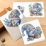 6pcs Diamond Painting Kit Greeting Card, Flower Gnome 5D DIY Diamond Handmade Holiday Greeting Card with Envelope, Christmas Gift Congratulation
