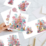 6pcs Diamond Painting Kit Greeting Card, Castle Balloon 5D DIY Diamond Handmade Holiday Greeting Card with Envelope, Christmas Gift Congratulation