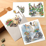 6pcs Diamond Painting Kit Greeting Card, Ideal House Bicycle 5D DIY Diamond Handmade Holiday Greeting Card with Envelope, Christmas Gift Congratulation
