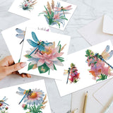 6pcs Diamond Painting Kit Greeting Card, Dragonfly Lotus 5D DIY Diamond Handmade Holiday Greeting Card with Envelope, Christmas Gift Congratulation