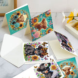 6pcs Diamond Art Painting Kit Greeting Card, Calf in Flower 5D DIY Special Shape Diamond Greeting Card Creative Gifts, Christmas Thanksgiving Greeting Card Congratulation