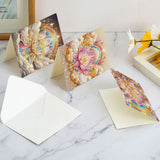 6pcs Diamond Art Painting Kit Greeting Card, Rainbow Lotus 5D DIY Special Shape Diamond Greeting Card Creative Gifts, Christmas Thanksgiving Greeting Card Congratulation