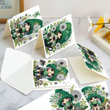 6pcs Diamond Art Painting Kit Greeting Card, Green Hat Dandelion Angel 5D DIY Special Shape Diamond Greeting Card Creative Gifts, Christmas Thanksgiving Greeting Card Congratulation
