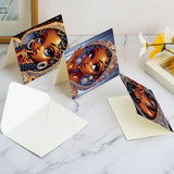 6pcs Diamond Art Painting Kit Greeting Card, Big Eyes Red Lips Ladies 5D DIY Special Shape Diamond Greeting Card Creative Gifts, Christmas Thanksgiving Greeting Card Congratulation