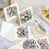 6pcs Diamond Art Painting Kit Greeting Card, Skull Rose 5D DIY Special Shape Diamond Greeting Card Creative Gifts, Christmas Thanksgiving Greeting Card Congratulation