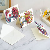 6pcs Diamond Painting Kit Greeting Card, Flower Mug 5D DIY Diamond Handmade Holiday Greeting Card with Envelope, Christmas Gift Congratulation