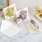 6pcs Diamond Art Painting Kit Greeting Card, Tulip Rose Small Hundred Flower Bouquet 5D DIY Special Shape Diamond Greeting Card Creative Gifts, Christmas Thanksgiving Day Greeting Card Congratulation