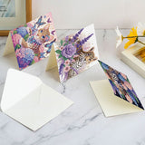 6 pcs Diamond Art Painted Greeting Card, Butterfly Flower Bush Owl 5D DIY Special Shape Diamond Card Creative Gift, Christmas Thanksgiving Greeting Card Congratulation