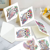 6pcs Diamond Art Painting Kit Greeting Card, Wreath Owl 5D DIY Special Shape Diamond Greeting Card Creative Gifts, Christmas Thanksgiving Greeting Card Congratulation