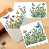 6pcs Diamond Painting Kit Greeting Card, Butterfly 5D DIY Diamond Handmade Holiday Greeting Card with Envelope, Christmas Gift Congratulation